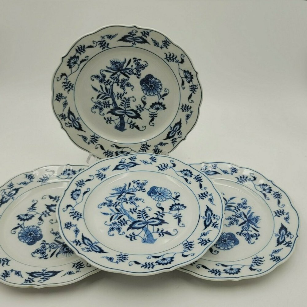 Vintage Blue Danube  8.5 Inch Blue Onion Salad Plates Set Of 4pc